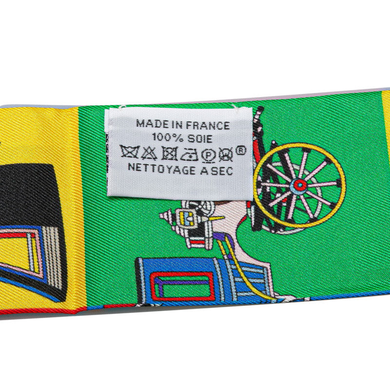 エルメス ツイリー 馬車 スカーフ レッド ブルー マルチカラー シルク レディース HERMES 【中古】