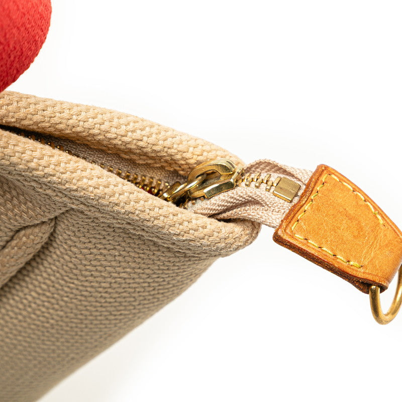 ルイ ヴィトン アンティグア カバMM トートバッグ ショルダーバッグ M40035 レッド ベージュ キャンバス レザー レディース LOUIS VUITTON 【中古】