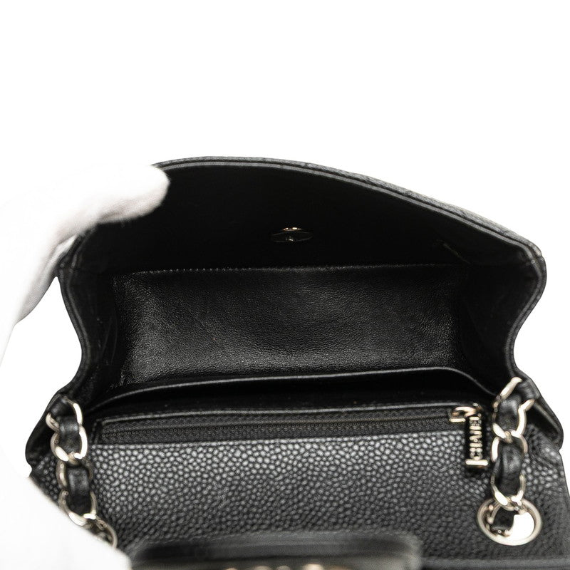 シャネル マトラッセ ココマーク ショルダーバッグ ブラック キャビアスキン レディース CHANEL 【中古】