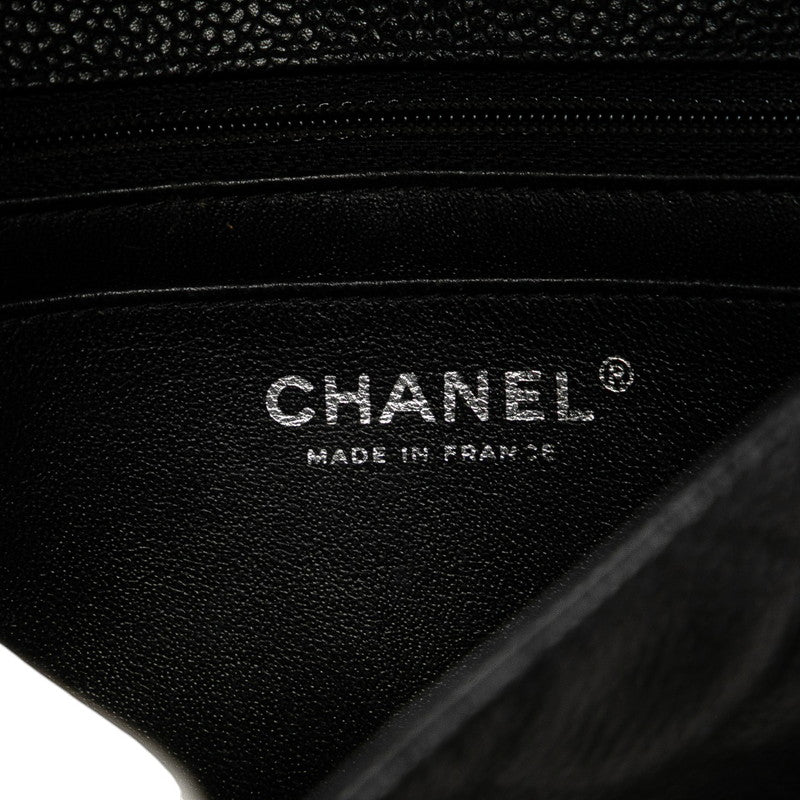 シャネル マトラッセ ココマーク ショルダーバッグ ブラック キャビアスキン レディース CHANEL 【中古】