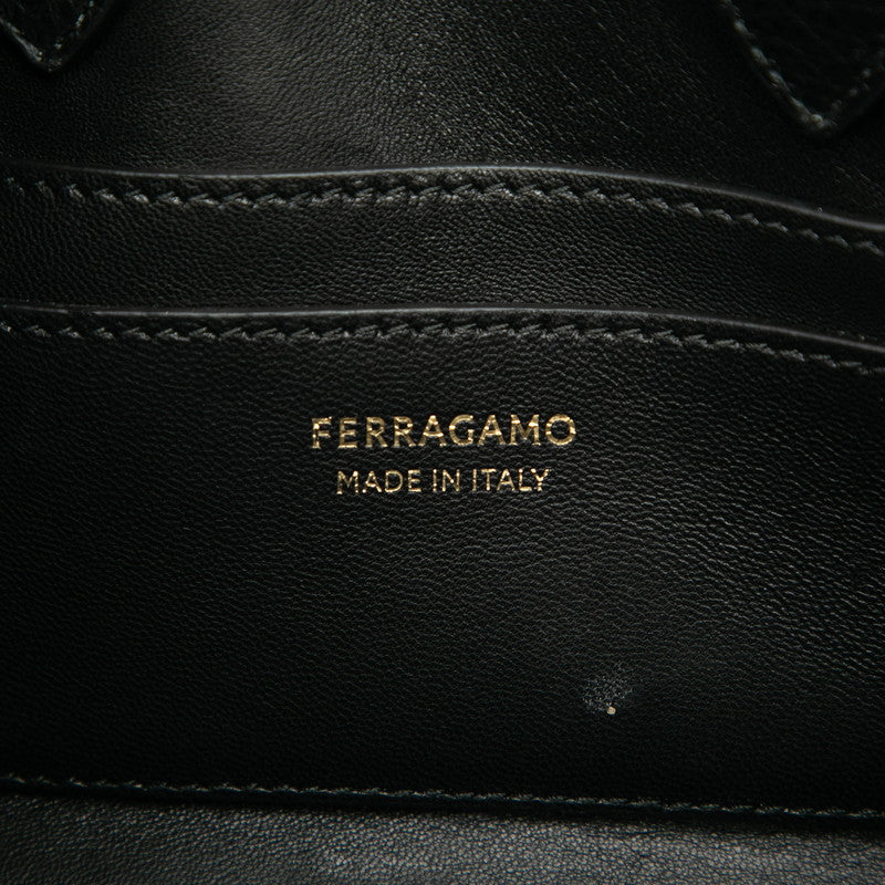 サルヴァトーレフェラガモ ガンチーニ HUG ハグ ミニ ハンドバッグ ショルダーバッグ 2WAY ブラック レザー レディース Salvatore Ferragamo 【中古】