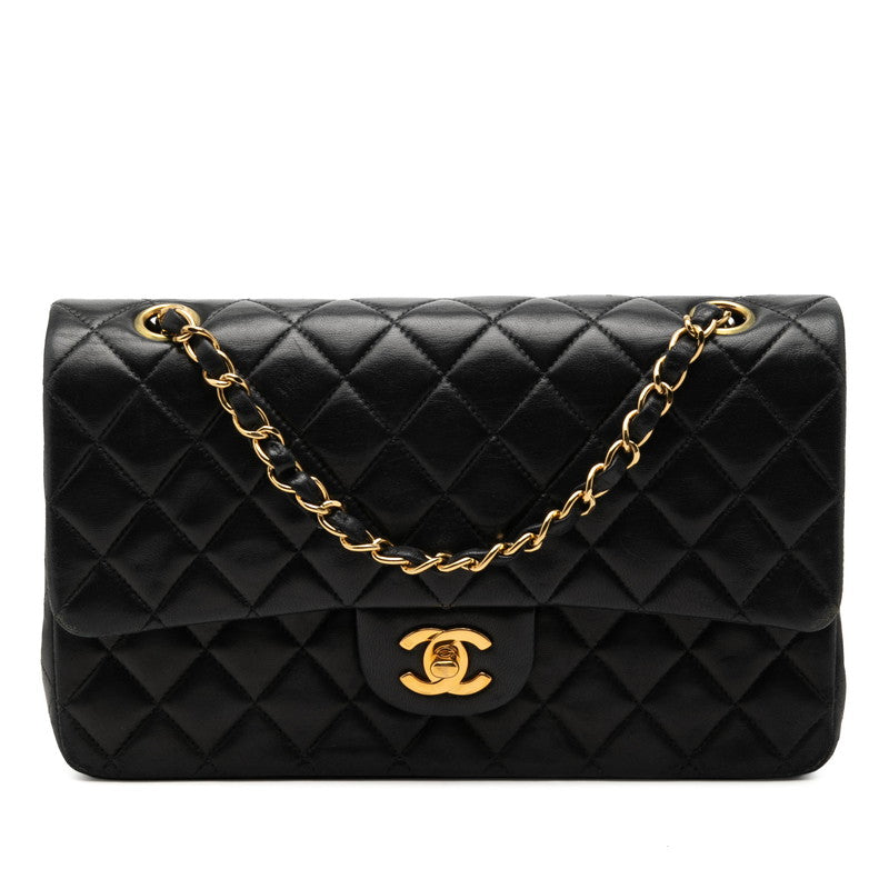 シャネル ココマーク マトラッセ25 ダブルフラップ チェーン ショルダーバッグ ネイビー ラムスキン レディース CHANEL 【中古】