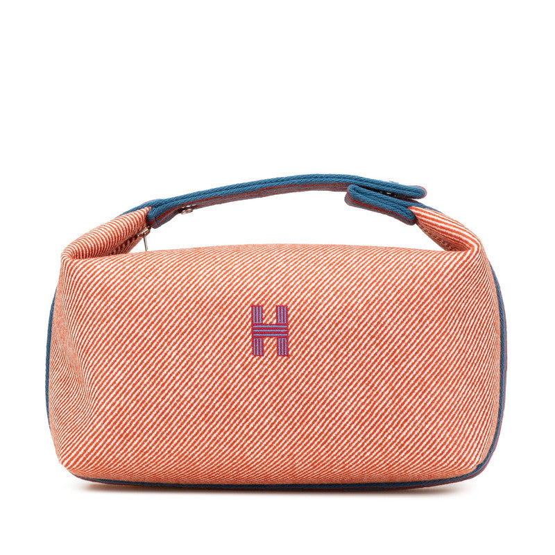 エルメス ブリッドアブラックGM ハンドバッグ オレンジ ブルー キャンバス レディース HERMES 【中古】