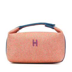 エルメス ブリッドアブラックGM ハンドバッグ オレンジ ブルー キャンバス レディース HERMES 【中古】