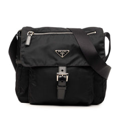 プラダ 三角ロゴプレート 斜め掛け ショルダーバッグ ブラック ナイロン レディース PRADA 【中古】