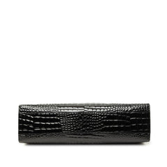 サンローラン クロコ型押し ハートハンドル ハンドバッグ ブラック エナメル レディース SAINT LAURENT 【中古】