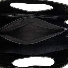 サンローラン クロコ型押し ハートハンドル ハンドバッグ ブラック エナメル レディース SAINT LAURENT 【中古】