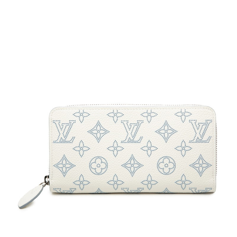 ルイ ヴィトン モノグラム マヒナ ジッピー ウォレット 長財布 M11745 ホワイト ブルー レザー レディース LOUIS VUITTON 【中古】