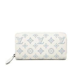 ルイ ヴィトン モノグラム マヒナ ジッピー ウォレット 長財布 M11745 ホワイト ブルー レザー レディース LOUIS VUITTON 【中古】