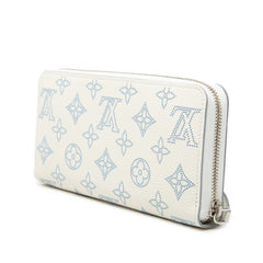 ルイ ヴィトン モノグラム マヒナ ジッピー ウォレット 長財布 M11745 ホワイト ブルー レザー レディース LOUIS VUITTON 【中古】