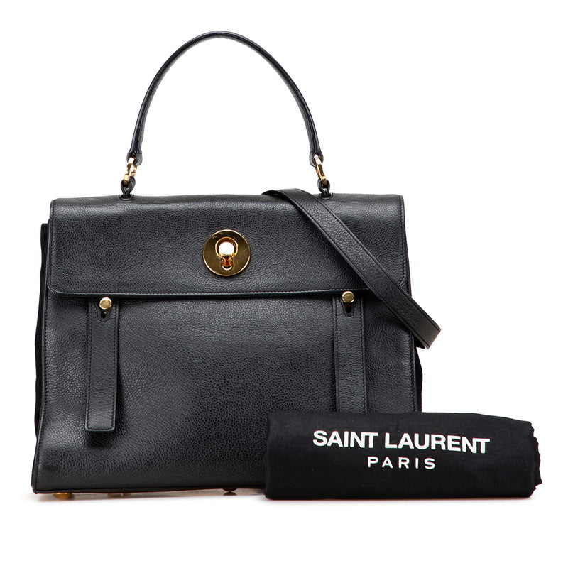 サンローラン ミューズトゥ トートバッグ ショルダーバッグ 2WAY 368228 ブラック レザー レディース SAINT LAURENT 【中古】