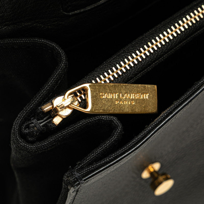 サンローラン ミューズトゥ トートバッグ ショルダーバッグ 2WAY 368228 ブラック レザー レディース SAINT LAURENT 【中古】