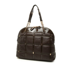 サルヴァトーレフェラガモ ヴァラ チェーン トートバッグ EX-21C881 ブラウン レザー エナメル レディース Salvatore Ferragamo 中古