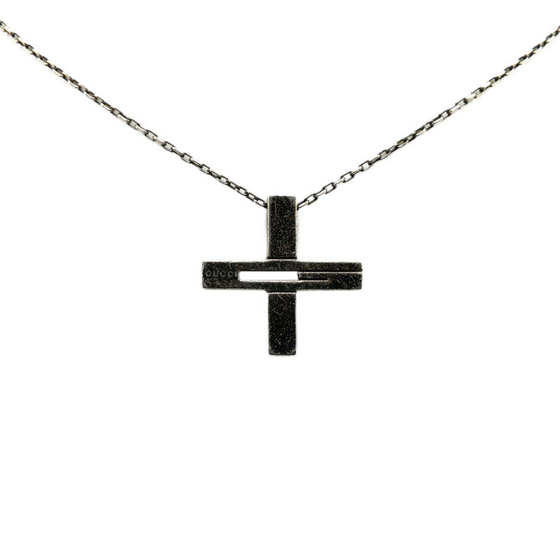 グッチ カットアウトG クロス ネックレス SV925 シルバー レディース GUCCI 【中古】