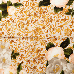 シャネル カメリア フラワー 花 バンダナ スカーフ アイボリ イエロー グリーン シルク レディース CHANEL 【中古】