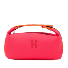 エルメス ブリッド ア ブラックPM ハンドバッグ ポーチ ハイビスカス ピンク コットン レディース HERMES 【中古】