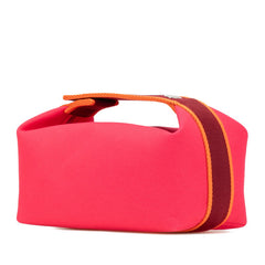 エルメス ブリッド ア ブラックPM ハンドバッグ ポーチ ハイビスカス ピンク コットン レディース HERMES 【中古】