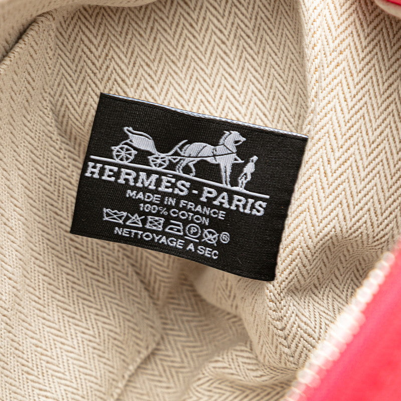 エルメス ブリッド ア ブラックPM ハンドバッグ ポーチ ハイビスカス ピンク コットン レディース HERMES 【中古】