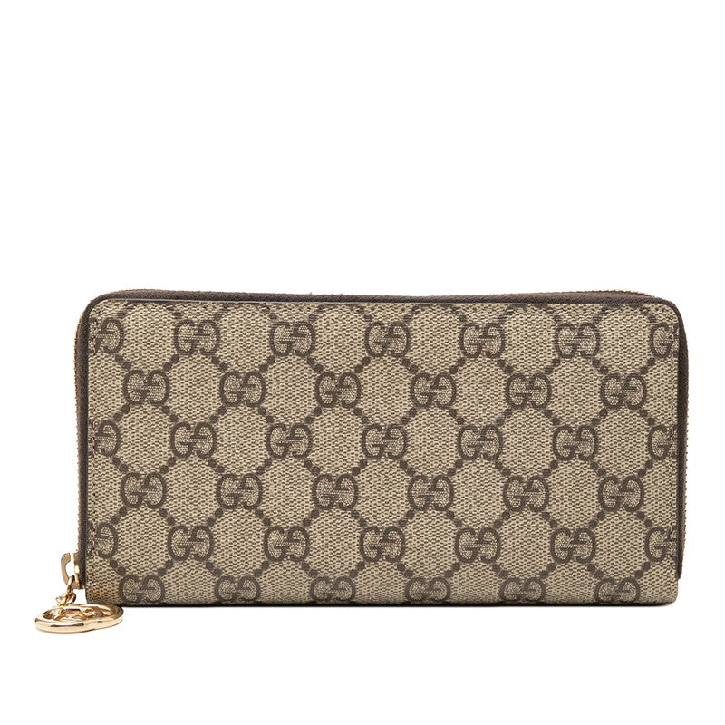 グッチ GGスプリーム ラウンドファスナー 長財布 307982 ベージュ ブラウン PVC レディース GUCCI 【中古】