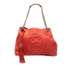 グッチ ソーホー チェーン ショルダーバッグ ハンドバッグ 308982 オレンジ レッド系 レザー レディース GUCCI 【中古】