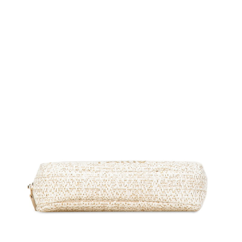 シャネル ドーヴィル ポーチ ホワイト ゴールド ツイード レディース CHANEL 【中古】
