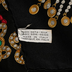 シャネル ヴィンテージ 宝石 スカーフ ブラック マルチカラー シルク レディース CHANEL 【中古】