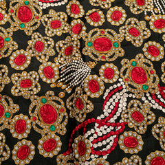 シャネル ヴィンテージ 宝石 スカーフ ブラック マルチカラー シルク レディース CHANEL 【中古】