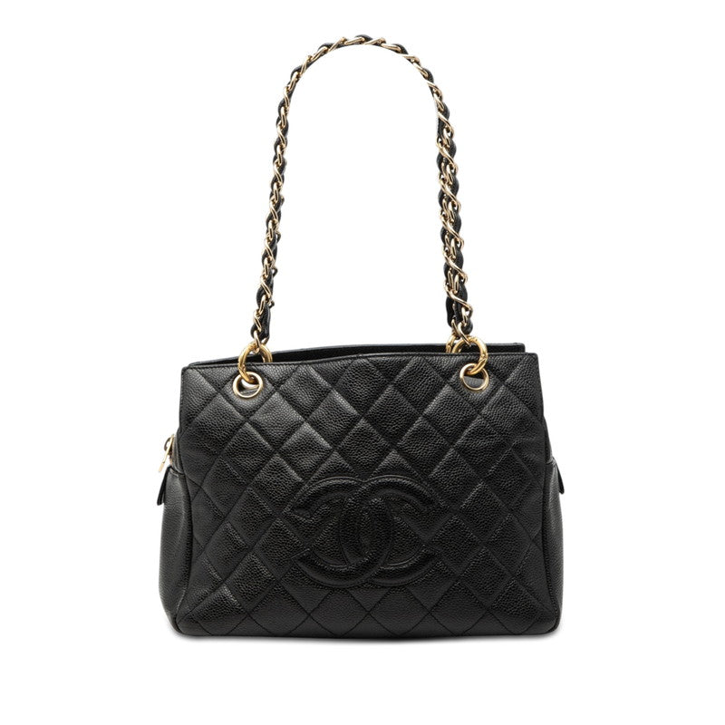 シャネル ココマーク マトラッセ チェーン ハンドバッグ ショルダーバッグ ブラック キャビアスキン レディース CHANEL 【中古】