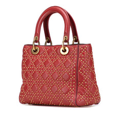 ディオール カナージュ レディディオール スタッズ ハンドバッグ ショルダーバッグ 2WAY M0579CVNZ レッド ゴールド ラムスキン レディース Dior 【中古】