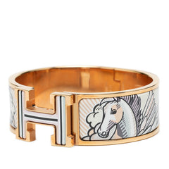エルメス クリッククラックH PM ぺガス ポップ ブレスレット ゴールド ホワイト マルチカラー メッキ レディース HERMES 【中古】