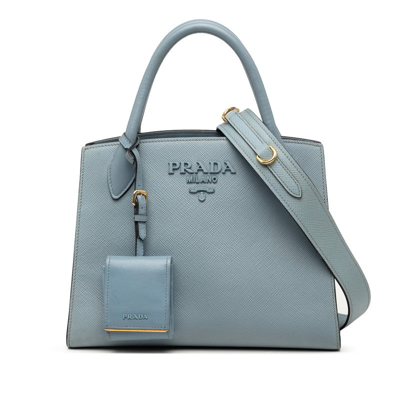 プラダ ハンドバッグ ショルダーバッグ 2WAY ブルー ライトブルー サフィアーノレザー レディース PRADA 【中古】