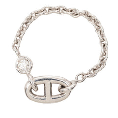 エルメス シルバー K18WG ホワイトゴールド ダイヤ0.06ct シェーヌダンクル ファランドール チェーン ダイヤ リング レディース HERMES 8号 【中古】
