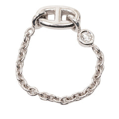 エルメス シルバー K18WG ホワイトゴールド ダイヤ0.06ct シェーヌダンクル ファランドール チェーン ダイヤ リング レディース HERMES 8号 【中古】