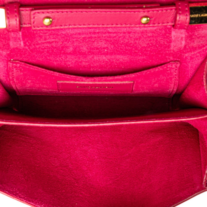 サンローラン チェーン 斜め掛け ショルダーバッグ ピンク ゴールド レザー レディース SAINT LAURENT 【中古】