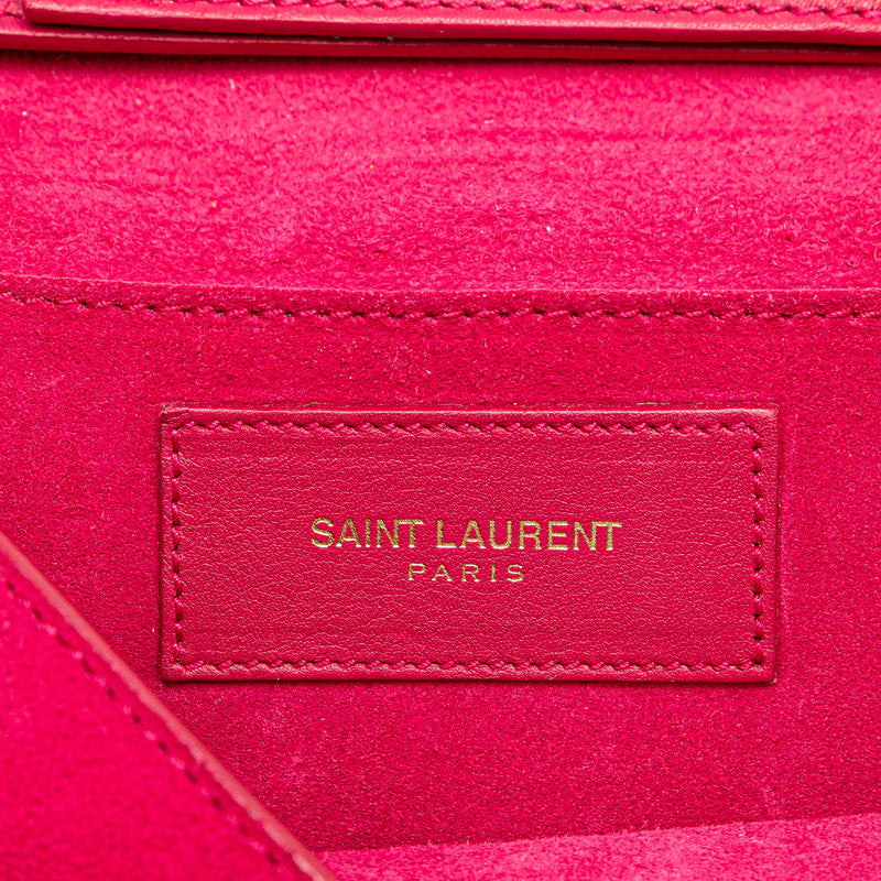 サンローラン チェーン 斜め掛け ショルダーバッグ ピンク ゴールド レザー レディース SAINT LAURENT 【中古】