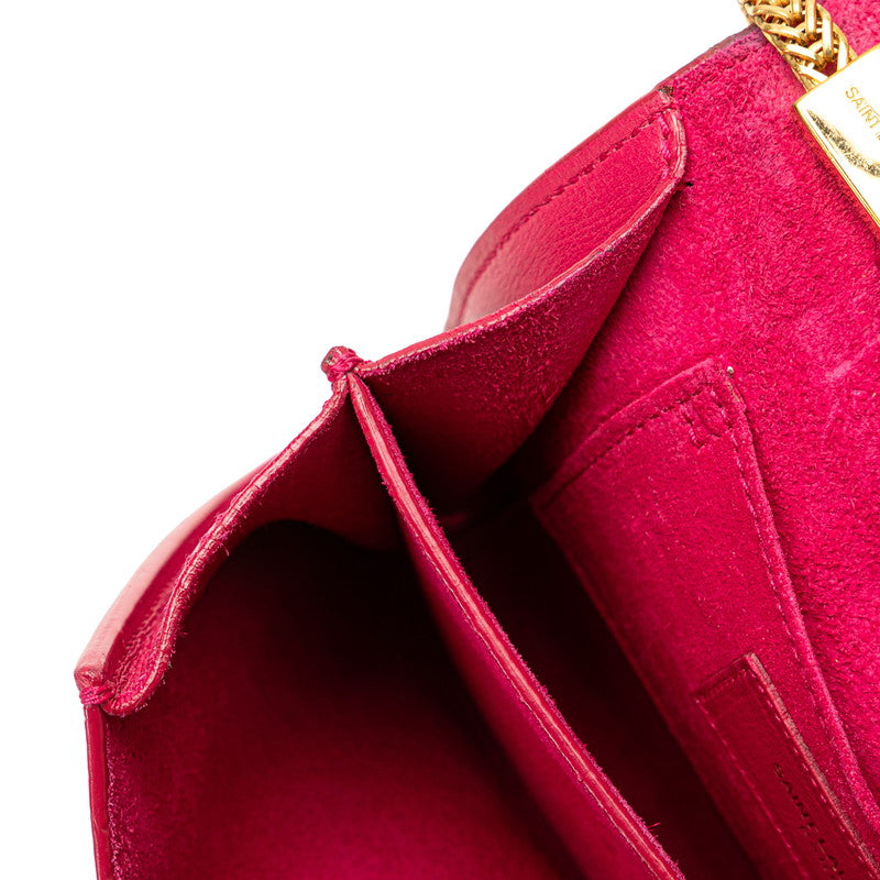 サンローラン チェーン 斜め掛け ショルダーバッグ ピンク ゴールド レザー レディース SAINT LAURENT 【中古】