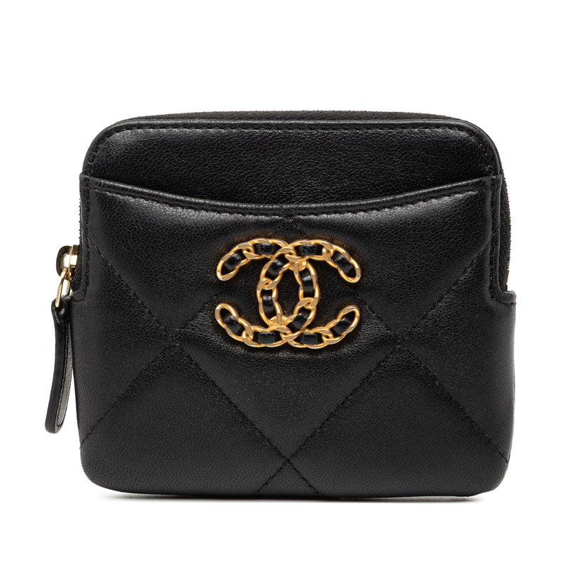 シャネル CHANEL 19 ココマーク マトラッセ ジップコインパース カードケース AP2086 ブラック ラムスキン レディース CHANEL 【中古】