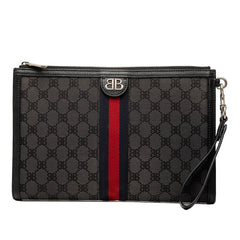 バレンシアガ ×グッチ ザ ハッカープロジェクト クラッチバッグ 680382 ブラック キャンバス レザー レディース BALENCIAGA 【中古】