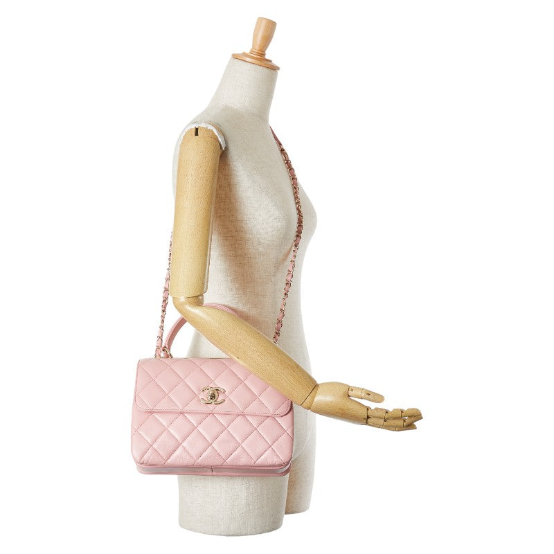 シャネル マトラッセ トレンディCC ハンドバッグ チェーン ショルダーバッグ 2WAY ピンク ラムスキン レディース CHANEL 【中古】