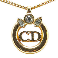 ディオール CDロゴ ラインストーン ネックレス ゴールド メッキ レディース Dior 【中古】