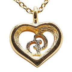 ディオール CDロゴ ハート モチーフ ネックレス ゴールド メッキ レディース Dior 【中古】