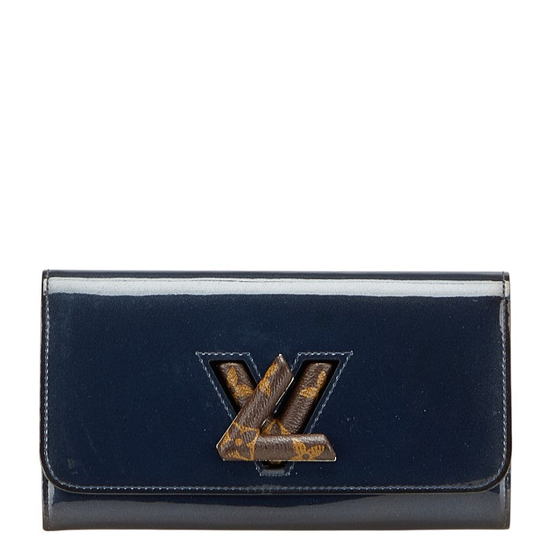 ルイ ヴィトン ポルトフォイユ ツイスト 長財布 M64416 マリーヌルージュ ネイビー ブラウン パテントレザー レディース LOUIS VUITTON 【中古】