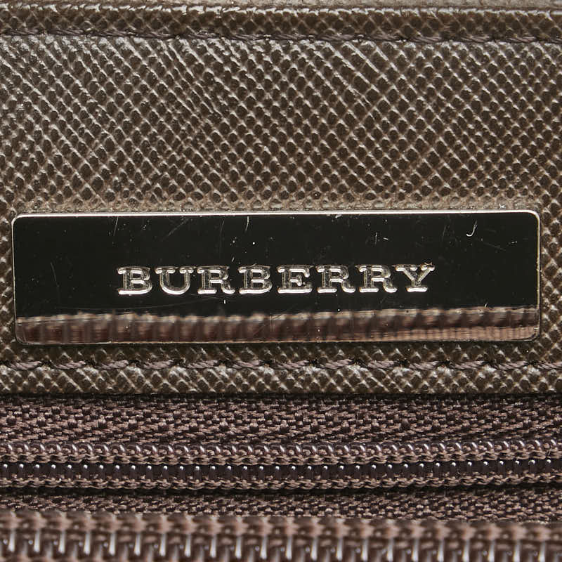 バーバリー ノバチェック ハンドバッグ ベージュ ブラウン キャンバス レザー レディース BURBERRY 【中古】