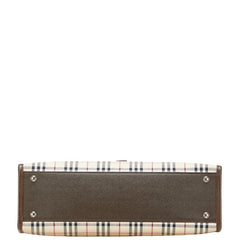 バーバリー ノバチェック ハンドバッグ ベージュ ブラウン キャンバス レザー レディース BURBERRY 【中古】