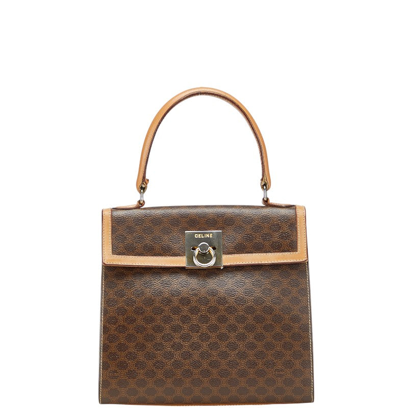 セリーヌ マカダム ハンドバッグ ブラウン PVC レザー レディース CELINE 【中古】
