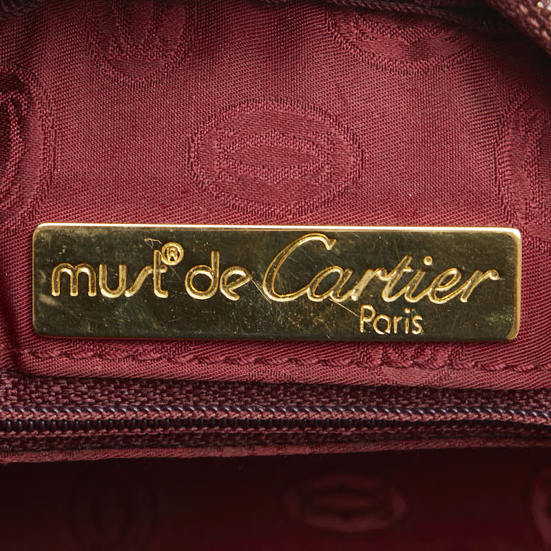 カルティエ マストライン 斜め掛け ショルダーバッグ ワインレッド ボルドー レザー レディース CARTIER 【中古】