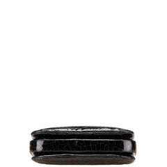 PARAPINI パラピニ クロコ型押し ハンドバッグ ワンショルダーバッグ ブラック レザー レディース 【中古】