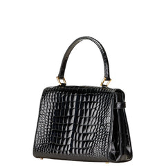 ジャンフランコ フェレ クロコ型押し ハンドバッグ ブラック レザー レディース GIANFRANCO FERRE 【中古】