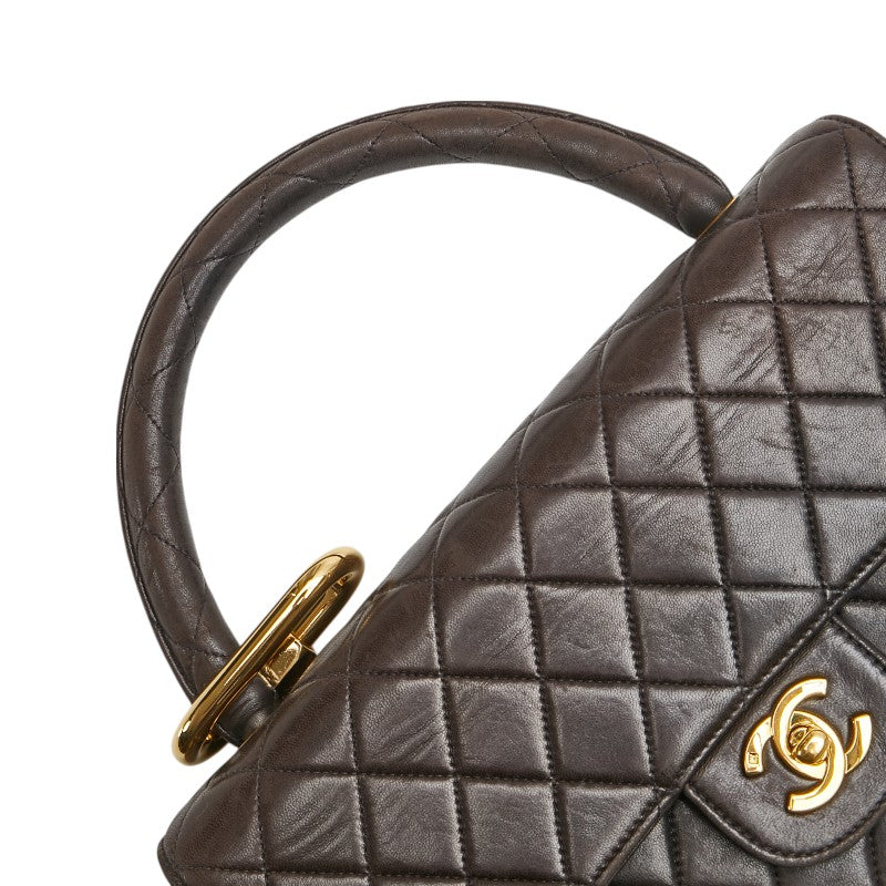 シャネル マトラッセ ココマーク 親子バッグ ハンドバッグ ブラック ラムスキン レディース CHANEL 【中古】