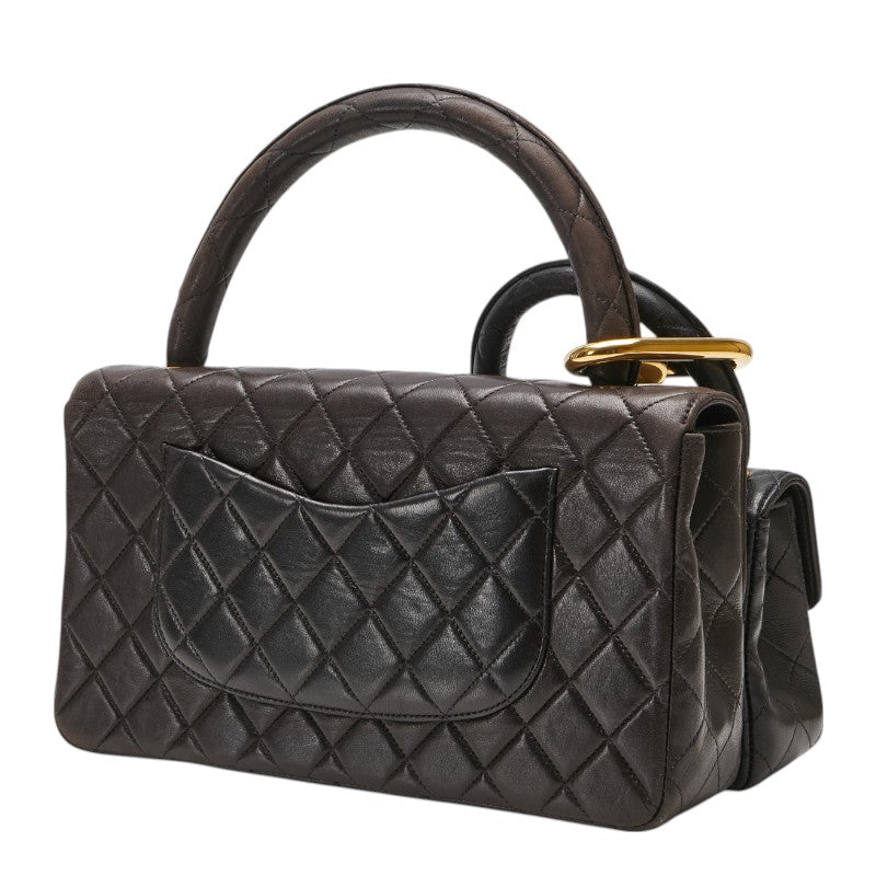 シャネル マトラッセ ココマーク 親子バッグ ハンドバッグ ブラック ラムスキン レディース CHANEL 【中古】